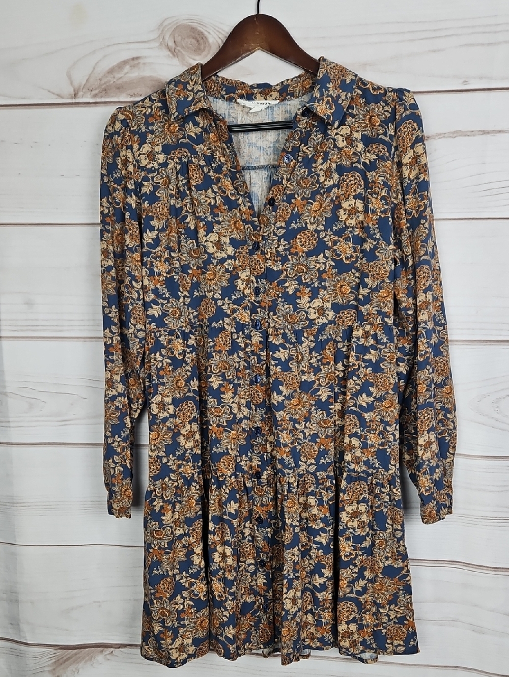 Lucky Brand Navy Floral Tiered Babydoll Mini Dress Small